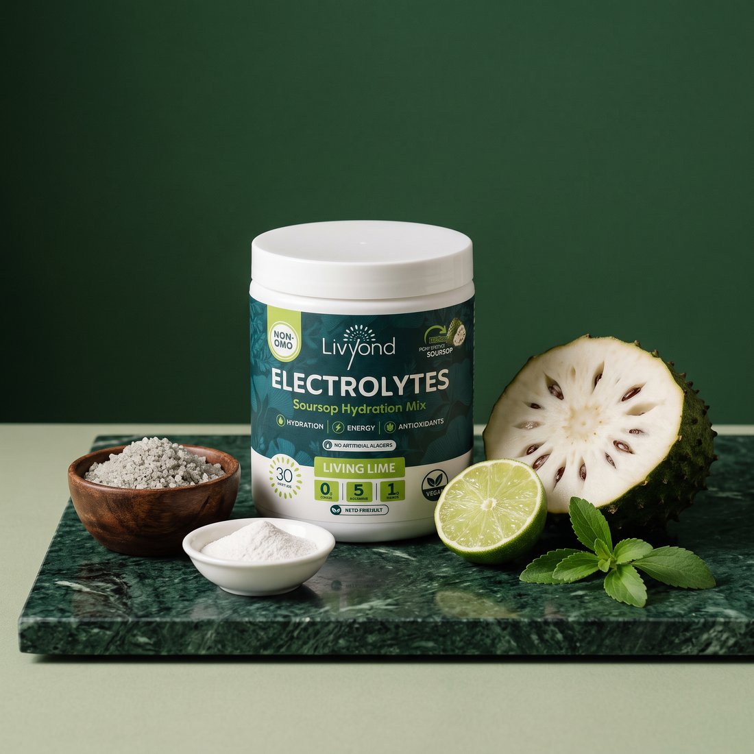With Celtic sea salt, minerals, lime, soursop and stevia