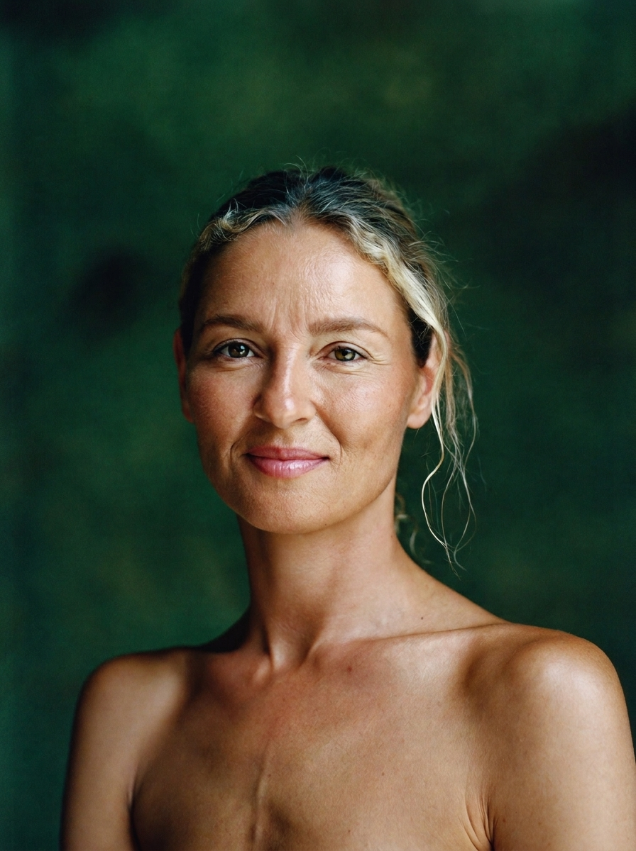 Woman with calm, hydrated skin